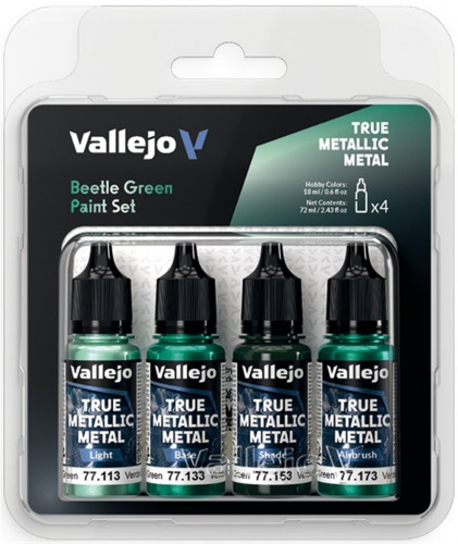 Vallejo: 77.265 - True Metallic Metal - Beetle Green Paint Set (4)